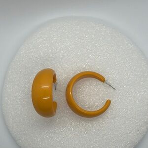 Mustard Yellow Acrylic Half Hoop Earrings - 1.5 Inch - Chunky Statement Jewelry
